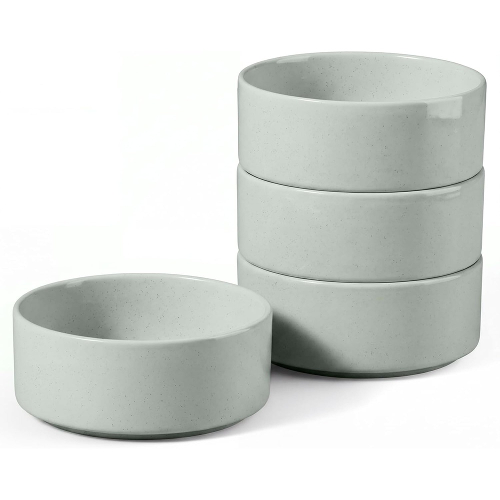 image:imageEfar Cereal Bowls Set of 4 25oz Ceramic Deep Soup Bowls for Kitchen Microwave Safe Bowls for Serving Prep Rice Dessert Snack Salad Dishwasher Safe Speckled GreenHaze Gray