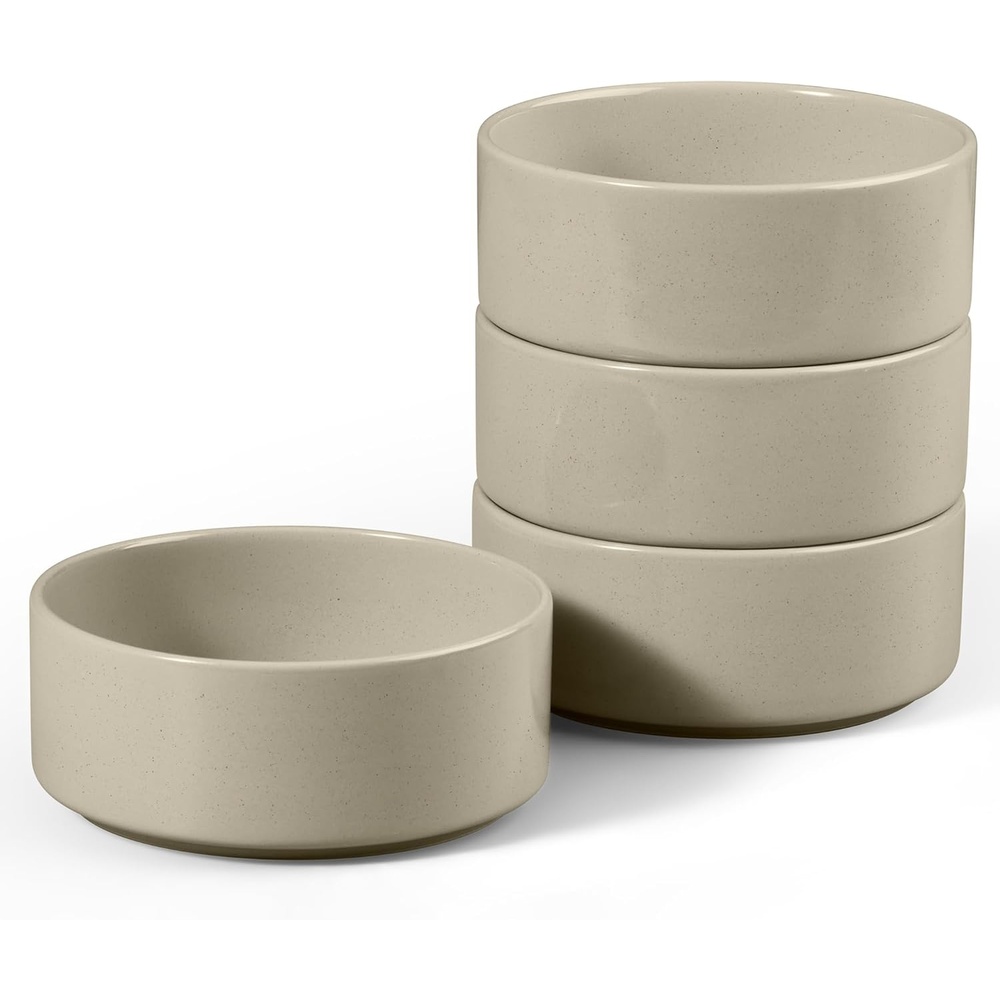 image:imageEfar Cereal Bowls Set of 4 25oz Ceramic Deep Soup Bowls for Kitchen Microwave Safe Bowls for Serving Prep Rice Dessert Snack Salad Dishwasher Safe Speckled GreenDeep Khaki
