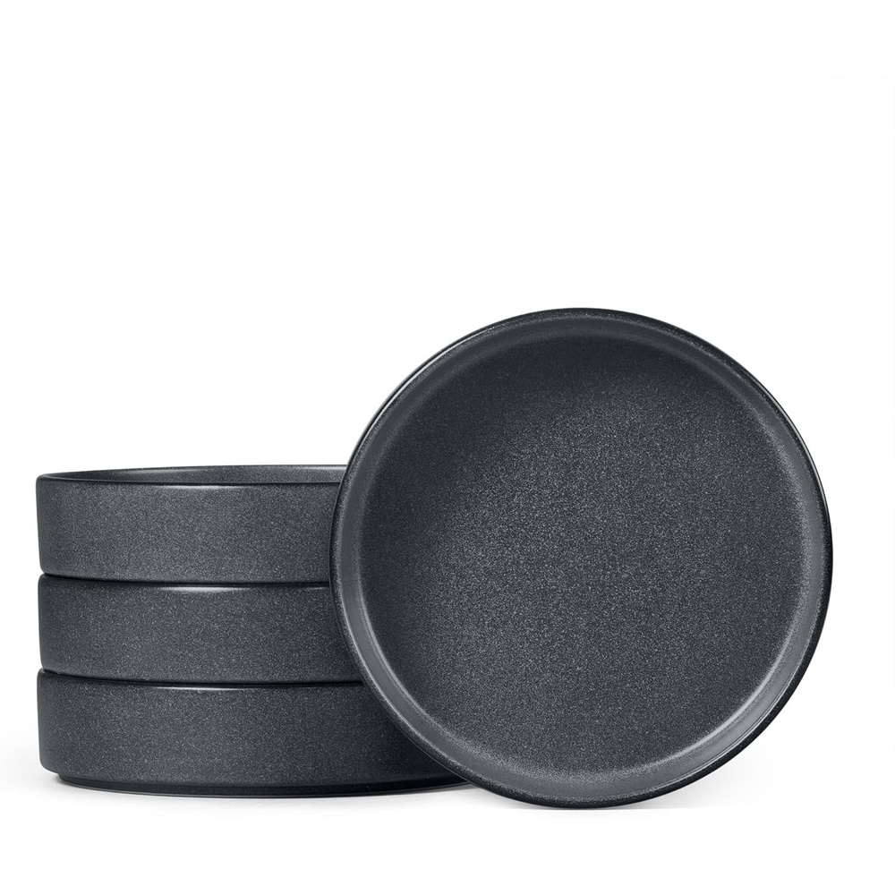 image:imageEfar Pasta Bowls Set of 4 35oz Large Stoneware Bowl Plates Reactive Glaze Shallow amp Wide Ceramic for Soup Salad Dinner Microwave amp Dishwasher Safe Deep GrayDeep Gray