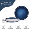 E-far 10.2” Stoneware Dinner Plates Set of 6, Large Modern Ceramic Dishes, Round Salad Plate for Home Kitchen Restaurant, Microwave & Dishwasher Safe – Matte Black(Deep Sea Blue)