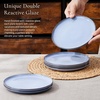 E-far 10.2” Stoneware Dinner Plates Set of 6, Large Modern Ceramic Dishes, Round Salad Plate for Home Kitchen Restaurant, Microwave & Dishwasher Safe – Matte Black(Ocean Blue)