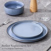 E-far 10.2” Stoneware Dinner Plates Set of 6, Large Modern Ceramic Dishes, Round Salad Plate for Home Kitchen Restaurant, Microwave & Dishwasher Safe – Matte Black(Ocean Blue)