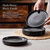 E-far 10.2” Stoneware Dinner Plates Set of 6, Large Modern Ceramic Dishes, Round Salad Plate for Home Kitchen Restaurant, Microwave & Dishwasher Safe – Matte Black(Matte Black)