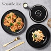 E-far 10.2” Stoneware Dinner Plates Set of 6, Large Modern Ceramic Dishes, Round Salad Plate for Home Kitchen Restaurant, Microwave & Dishwasher Safe – Matte Black(Matte Black)