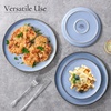 E-far 10.2” Stoneware Dinner Plates Set of 6, Large Modern Ceramic Dishes, Round Salad Plate for Home Kitchen Restaurant, Microwave & Dishwasher Safe – Matte Black(Ocean Blue)
