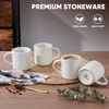 E-far 12 oz Coffee Mugs Set of 6, Stoneware Coffee Cups with Handle for Man Woman, Modern Ribbed Ceramic Tea Mugs for Latte Cocoa Milk, Microwave & Dishwasher Safe, Speckled White(Speckled White)
