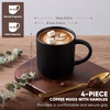 E-far 12 oz Coffee Mugs Set of 6, Stoneware Coffee Cups with Handle for Man Woman, Modern Ribbed Ceramic Tea Mugs for Latte Cocoa Milk, Microwave & Dishwasher Safe, Speckled White(Matte Black)