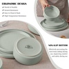 E-far 6-Piece Stoneware Dinnerware Sets, Plates and Bowls Set for 2, Kitchen Modern Dishes Set for Everyday & Formal, Chip and Scratch Resistant, Microwave & Dishwasher Safe, Speckled Gray(Mist Green)