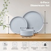 E-far 6-Piece Stoneware Dinnerware Sets, Plates and Bowls Set for 2, Kitchen Modern Dishes Set for Everyday & Formal, Chip and Scratch Resistant, Microwave & Dishwasher Safe, Speckled Gray(Haze Gray)
