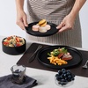E-far 6-Piece Stoneware Dinnerware Sets, Plates and Bowls Set for 2, Kitchen Modern Dishes Set for Everyday & Formal, Chip and Scratch Resistant, Microwave & Dishwasher Safe, Speckled Gray(Matte Black)