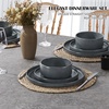 E-far 6-Piece Stoneware Dinnerware Sets, Plates and Bowls Set for 2, Kitchen Modern Dishes Set for Everyday & Formal, Chip and Scratch Resistant, Microwave & Dishwasher Safe, Speckled Gray(Deep Gray)