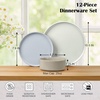 E-far 6-Piece Stoneware Dinnerware Sets, Plates and Bowls Set for 2, Kitchen Modern Dishes Set for Everyday & Formal, Chip and Scratch Resistant, Microwave & Dishwasher Safe, Speckled Gray(Multicolor)