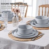 E-far 6-Piece Stoneware Dinnerware Sets, Plates and Bowls Set for 2, Kitchen Modern Dishes Set for Everyday & Formal, Chip and Scratch Resistant, Microwave & Dishwasher Safe, Speckled Gray(Haze Gray)