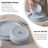 E-far 6-Piece Stoneware Dinnerware Sets, Plates and Bowls Set for 2, Kitchen Modern Dishes Set for Everyday & Formal, Chip and Scratch Resistant, Microwave & Dishwasher Safe, Speckled Gray(Haze Gray)