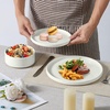 E-far 6-Piece Stoneware Dinnerware Sets, Plates and Bowls Set for 2, Kitchen Modern Dishes Set for Everyday & Formal, Chip and Scratch Resistant, Microwave & Dishwasher Safe, Speckled Gray(Stone White)