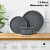 E-far 6-Piece Stoneware Dinnerware Sets, Plates and Bowls Set for 2, Kitchen Modern Dishes Set for Everyday & Formal, Chip and Scratch Resistant, Microwave & Dishwasher Safe, Speckled Gray(Deep Gray)