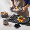 E-far 6-Piece Stoneware Dinnerware Sets, Plates and Bowls Set for 2, Kitchen Modern Dishes Set for Everyday & Formal, Chip and Scratch Resistant, Microwave & Dishwasher Safe, Speckled Gray(Deep Gray)