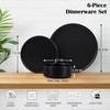 E-far 6-Piece Stoneware Dinnerware Sets, Plates and Bowls Set for 2, Kitchen Modern Dishes Set for Everyday & Formal, Chip and Scratch Resistant, Microwave & Dishwasher Safe, Speckled Gray(Matte Black)