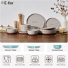 E-far 6-Piece Stoneware Plates and Bowls Sets, Dinnerware Sets for 2, Ceramic Dishware Dishes Set with Terracotta Base, Chip & Scratch Resistant, Microwave & Dishwasher Safe, Matte Black(Warm Taupe)