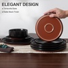 E-far 6-Piece Stoneware Plates and Bowls Sets, Dinnerware Sets for 2, Ceramic Dishware Dishes Set with Terracotta Base, Chip & Scratch Resistant, Microwave & Dishwasher Safe, Matte Black(Matte Black)