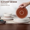 E-far 6-Piece Stoneware Plates and Bowls Sets, Dinnerware Sets for 2, Ceramic Dishware Dishes Set with Terracotta Base, Chip & Scratch Resistant, Microwave & Dishwasher Safe, Matte Black(Whisper White)