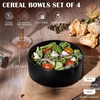 E-far Cereal Bowls Set of 4, 25oz Ceramic Deep Soup Bowls for Kitchen, Microwave Safe Bowls for Serving Prep, Rice, Dessert, Snack, Salad, Dishwasher Safe, Speckled Green(Matte Black)