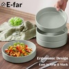 E-far Pasta Bowls Set of 4, 35oz Large Stoneware Bowl Plates | Reactive Glaze Shallow & Wide Ceramic for Soup Salad Dinner | Microwave & Dishwasher Safe, Deep Gray(Mist Green)