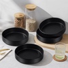 E-far Pasta Bowls Set of 4, 35oz Large Stoneware Bowl Plates | Reactive Glaze Shallow & Wide Ceramic for Soup Salad Dinner | Microwave & Dishwasher Safe, Deep Gray(Matte Black)