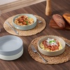 E-far Pasta Bowls Set of 4, 35oz Large Stoneware Bowl Plates | Reactive Glaze Shallow & Wide Ceramic for Soup Salad Dinner | Microwave & Dishwasher Safe, Deep Gray(Multicolor)