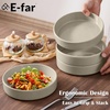 E-far Pasta Bowls Set of 4, 35oz Large Stoneware Bowl Plates | Reactive Glaze Shallow & Wide Ceramic for Soup Salad Dinner | Microwave & Dishwasher Safe, Deep Gray(Deep Khaki)