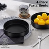 E-far Pasta Bowls Set of 4, 35oz Large Stoneware Bowl Plates | Reactive Glaze Shallow & Wide Ceramic for Soup Salad Dinner | Microwave & Dishwasher Safe, Deep Gray(Matte Black)