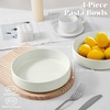 E-far Pasta Bowls Set of 4, 35oz Large Stoneware Bowl Plates | Reactive Glaze Shallow & Wide Ceramic for Soup Salad Dinner | Microwave & Dishwasher Safe, Deep Gray(Stone White)