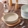 E-far Pasta Bowls Set of 4, 35oz Large Stoneware Bowl Plates | Reactive Glaze Shallow & Wide Ceramic for Soup Salad Dinner | Microwave & Dishwasher Safe, Deep Gray(Multicolor)