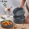 E-far Pasta Bowls Set of 4, 35oz Large Stoneware Bowl Plates | Reactive Glaze Shallow & Wide Ceramic for Soup Salad Dinner | Microwave & Dishwasher Safe, Deep Gray(Deep Gray)