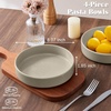 E-far Pasta Bowls Set of 4, 35oz Large Stoneware Bowl Plates | Reactive Glaze Shallow & Wide Ceramic for Soup Salad Dinner | Microwave & Dishwasher Safe, Deep Gray(Deep Khaki)