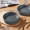 E-far Pasta Bowls Set of 4, 35oz Large Stoneware Bowl Plates | Reactive Glaze Shallow & Wide Ceramic for Soup Salad Dinner | Microwave & Dishwasher Safe, Deep Gray(Deep Gray)