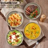 E-far Pasta Bowls Set of 4, 35oz Large Stoneware Bowl Plates | Reactive Glaze Shallow & Wide Ceramic for Soup Salad Dinner | Microwave & Dishwasher Safe, Deep Gray(Deep Khaki)