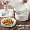 E-far Pasta Bowls Set of 4, 35oz Large Stoneware Bowl Plates | Reactive Glaze Shallow & Wide Ceramic for Soup Salad Dinner | Microwave & Dishwasher Safe, Deep Gray(Stone White)