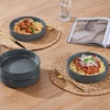 E-far Pasta Bowls Set of 4, 35oz Large Stoneware Bowl Plates | Reactive Glaze Shallow & Wide Ceramic for Soup Salad Dinner | Microwave & Dishwasher Safe, Deep Gray(Deep Gray)