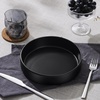 E-far Pasta Bowls Set of 4, 35oz Large Stoneware Bowl Plates | Reactive Glaze Shallow & Wide Ceramic for Soup Salad Dinner | Microwave & Dishwasher Safe, Deep Gray(Matte Black)