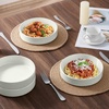 E-far Pasta Bowls Set of 4, 35oz Large Stoneware Bowl Plates | Reactive Glaze Shallow & Wide Ceramic for Soup Salad Dinner | Microwave & Dishwasher Safe, Deep Gray(Stone White)