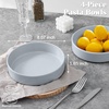 E-far Pasta Bowls Set of 4, 35oz Large Stoneware Bowl Plates | Reactive Glaze Shallow & Wide Ceramic for Soup Salad Dinner | Microwave & Dishwasher Safe, Deep Gray(Haze Gray)