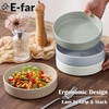 E-far Pasta Bowls Set of 4, 35oz Large Stoneware Bowl Plates | Reactive Glaze Shallow & Wide Ceramic for Soup Salad Dinner | Microwave & Dishwasher Safe, Deep Gray(Multicolor)