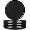 E-far 10.2” Stoneware Dinner Plates Set of 6, Large Modern Ceramic Dishes, Round Salad Plate for Home Kitchen Restaurant, Microwave & Dishwasher Safe – Matte Black(Matte Black)