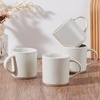 E-far 12 oz Coffee Mugs Set of 6, Stoneware Coffee Cups with Handle for Man Woman, Modern Ribbed Ceramic Tea Mugs for Latte Cocoa Milk, Microwave & Dishwasher Safe, Speckled White(Speckled White)