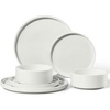 E-far 6-Piece Stoneware Dinnerware Sets, Plates and Bowls Set for 2, Kitchen Modern Dishes Set for Everyday & Formal, Chip and Scratch Resistant, Microwave & Dishwasher Safe, Speckled Gray(Stone White)