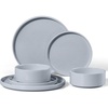 E-far 6-Piece Stoneware Dinnerware Sets, Plates and Bowls Set for 2, Kitchen Modern Dishes Set for Everyday & Formal, Chip and Scratch Resistant, Microwave & Dishwasher Safe, Speckled Gray(Haze Gray)