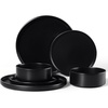 E-far 6-Piece Stoneware Dinnerware Sets, Plates and Bowls Set for 2, Kitchen Modern Dishes Set for Everyday & Formal, Chip and Scratch Resistant, Microwave & Dishwasher Safe, Speckled Gray(Matte Black)
