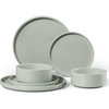 E-far 6-Piece Stoneware Dinnerware Sets, Plates and Bowls Set for 2, Kitchen Modern Dishes Set for Everyday & Formal, Chip and Scratch Resistant, Microwave & Dishwasher Safe, Speckled Gray(Mist Green)