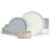 E-far 6-Piece Stoneware Dinnerware Sets, Plates and Bowls Set for 2, Kitchen Modern Dishes Set for Everyday & Formal, Chip and Scratch Resistant, Microwave & Dishwasher Safe, Speckled Gray(Multicolor)